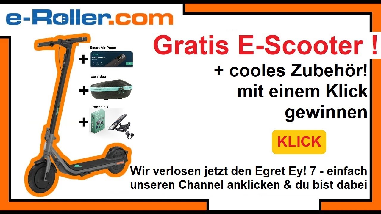 Gratis E Scooter! Wir vergeben einen Egret Ey! 7 + coolen Zubehör!