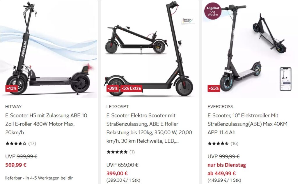 Der Black Friday 2024 für E Scooter 700 € Rabatt auf Elektroroller
