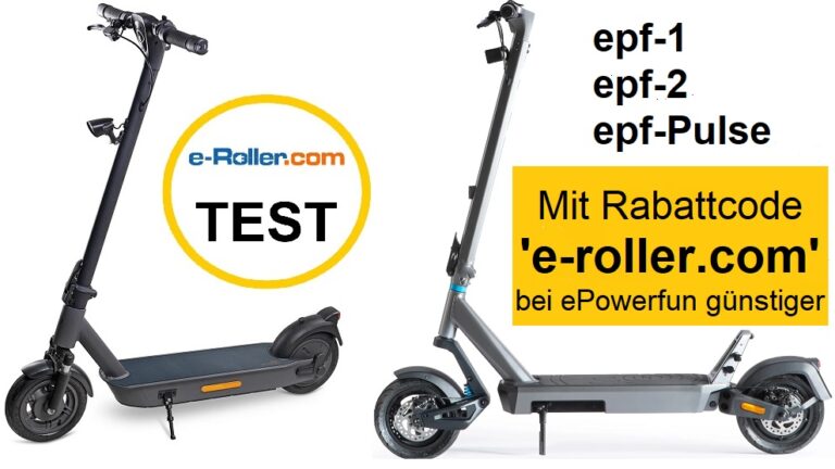 epowerfun e scooter im test: epf-1, epf-2, epf-pulse