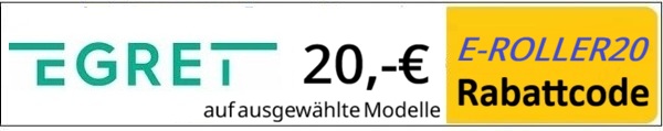 egret rabattcode 20,- euro mit 'E-ROLLER.com'