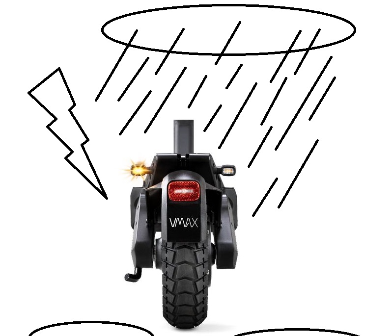 E Scooter bei Regen und Gewitter
