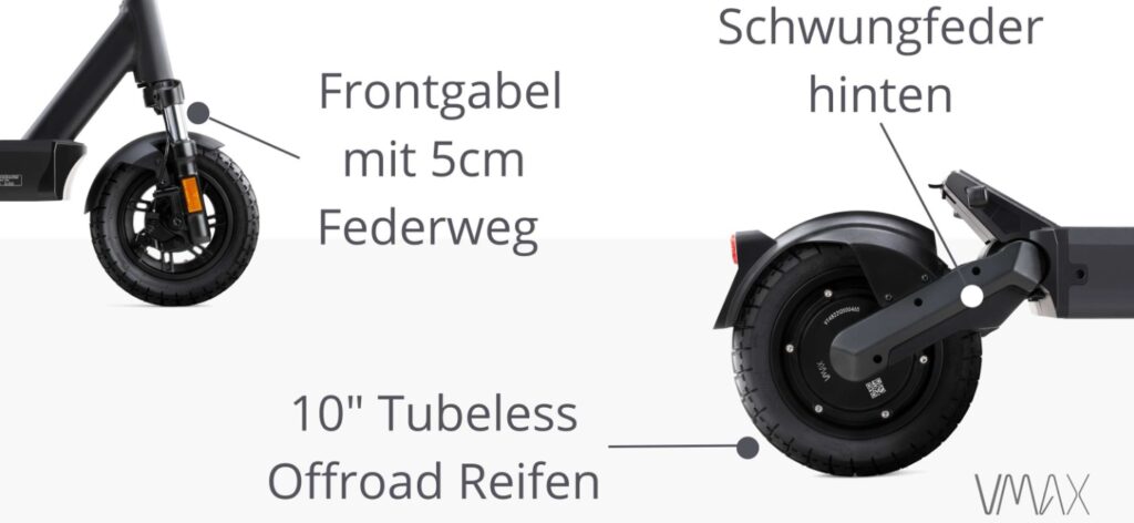 VMAX VX4 Frontgabel, Schwungfedern und 10 Zoll Reifen
