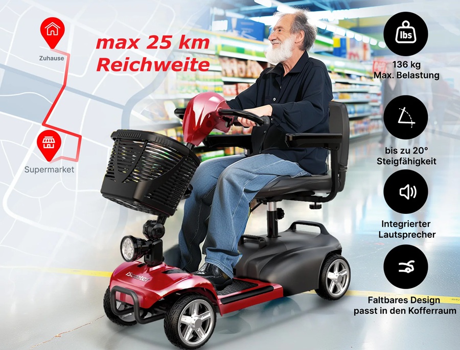 Der iScooter X02 bietet einen großen Radius, auch wenn ihr mal das nachladen vergesst