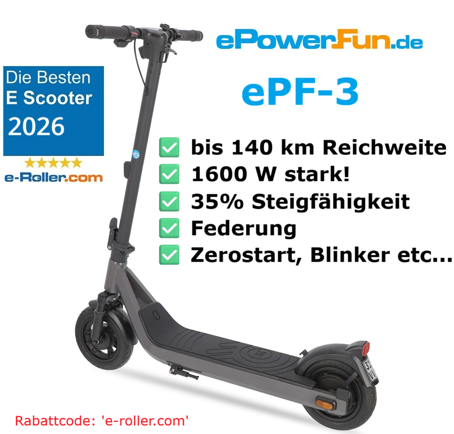 ePowerfun ePF-3 im Test - Ein Langstrecken‑Power-Scooter