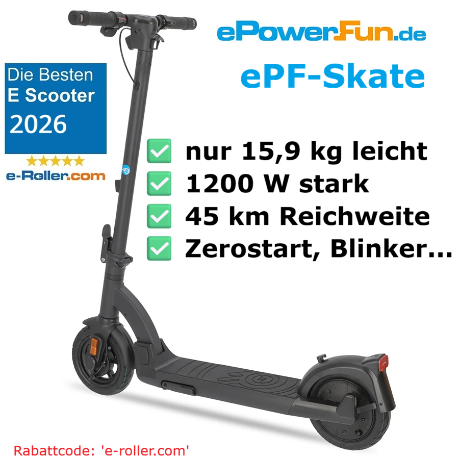 ePowerfun ePF-Skate im Test - Ein leichter Power-Pendler